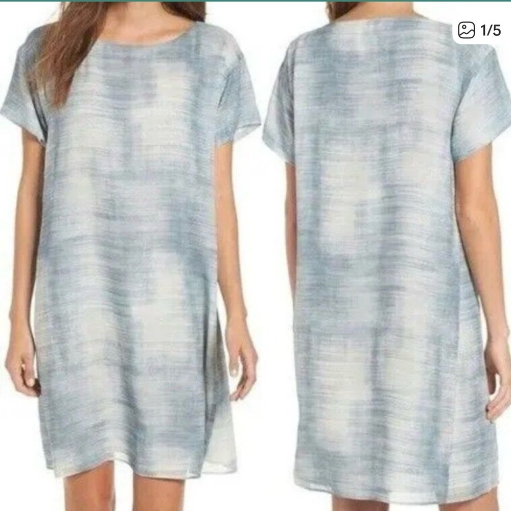 Eileen Fisher Silk Bateau Neck Relaxed Fit Dress Size PS